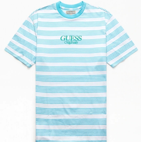 Guess Shirts Guess Og Horizontal Striped Mens Blue Tshirt Poshmark
